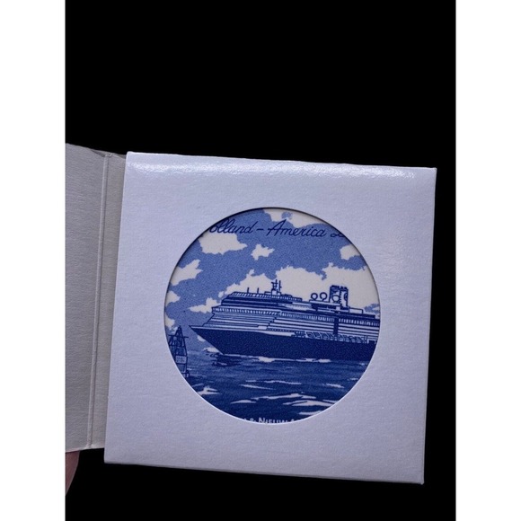 Holland America Line Eurodam & Nieuw Amsterdam Tile Delft Style Blue & White - Picture 3 of 4